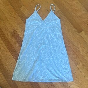 SUPER CUTE FORM FITTING LIGHT BLUE WITH WHITE FLOWERS BRANDY MELVILLE DRESS
